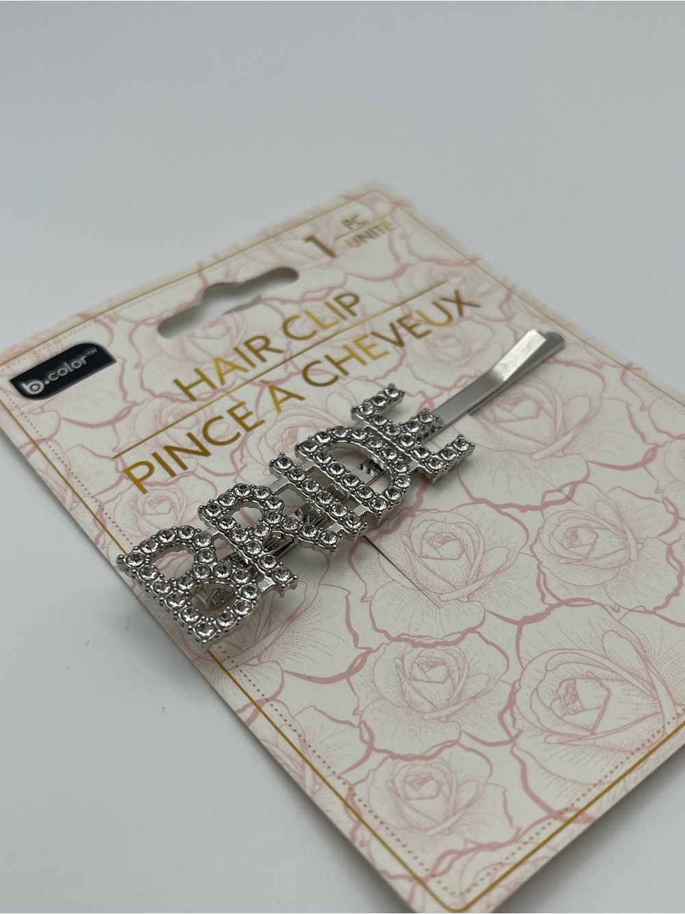 BRIDE Rhinestone Hair Pin Silver Bridal Shower Barrette Clip Wedding Accessories